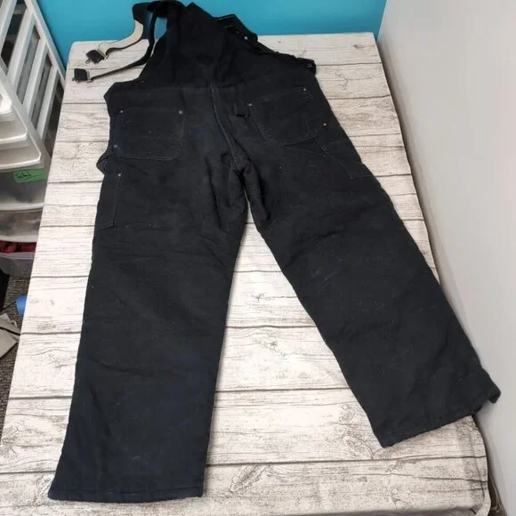 Carhartt Black Duck Canvas Double Knee Quilt Lined Overalls Men Size 40x30 - Picture 7 of 7